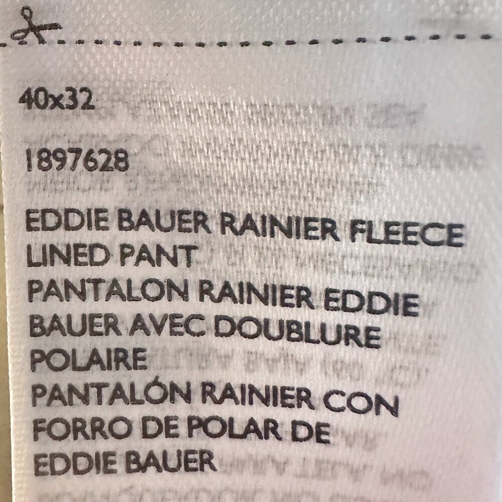 Eddie Bauer Men's Rainier Fleece Lined Pant Size 40X32 Tan Stretch Fit (NEW) - Picture 9 of 16